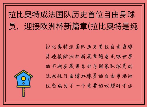 拉比奥特成法国队历史首位自由身球员，迎接欧洲杯新篇章(拉比奥特是纯法国人吗)